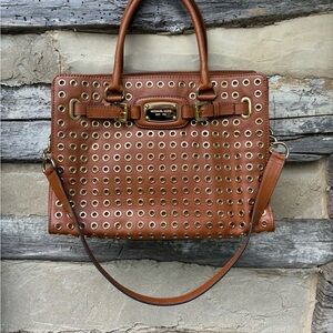 Michael Kors Brown Satchel with Gold Accents
